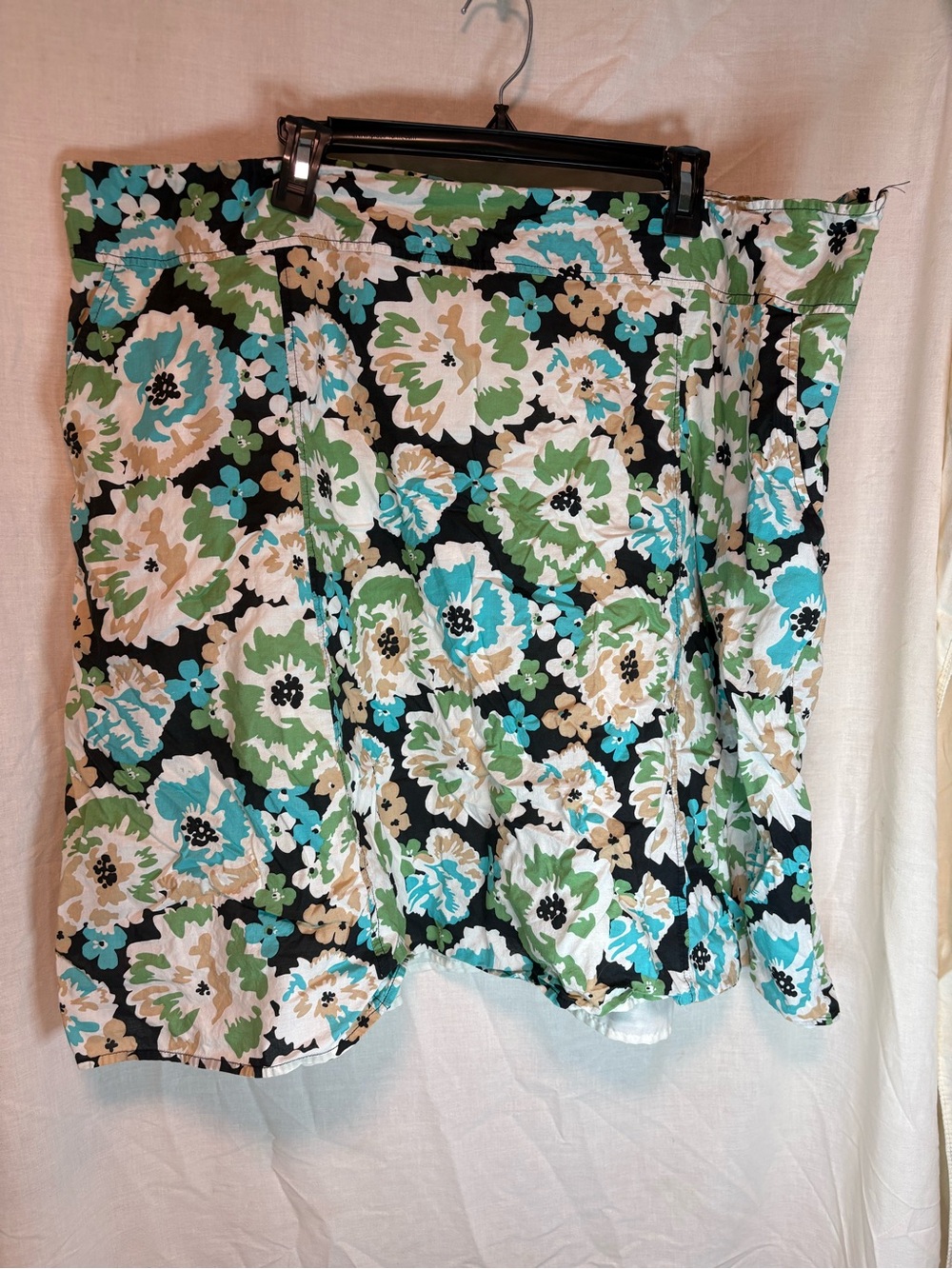Womens 26W Merona Cotton Floral A-Line Knee Length Lined Skirt Waist 46" Pockets